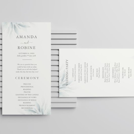 Elegantes Foliage Modern Wedding Program