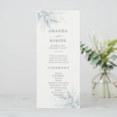 Elegantes Foliage Modern Wedding Program (Stehend Vorderseite)