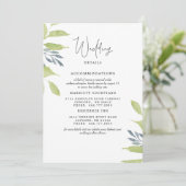 Elegantes Foliage Simple Wedding 2 Hotels Details Einladung (Stehend Vorderseite)