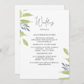Elegantes Foliage Simple Wedding 2 Hotels Details Einladung (Vorne/Hinten)