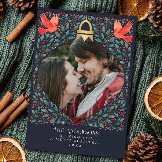 Elegantes Folk Art Kardinal Weihnachten Foliage Fo