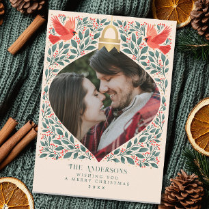 Elegantes Folk Art Kardinal Weihnachten Foliage Fo