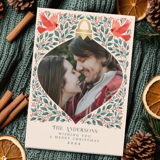 Elegantes Folk Art Kardinal Weihnachten Foliage Fo