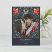 Elegantes Folk Art Kardinal Weihnachten Foliage Fo (Stehend Vorderseite)