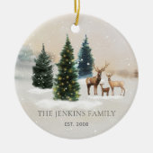 Elegantes Forest Family Foto Weihnachten Keramik Ornament (Vorne)