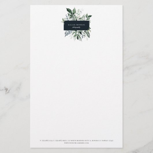 Elegantes Forest Foliage Frame Business Briefpapier (Vorderseite)