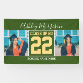 Elegantes Forest Green & Gold Abschluss Foto Banner