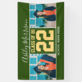 Elegantes Forest Green & Gold Abschluss Foto Banner (Vertikal)