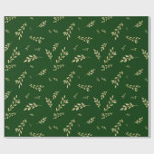 Elegantes Forest Green Gold Foil Blätter Geschenkpapier (Flach)