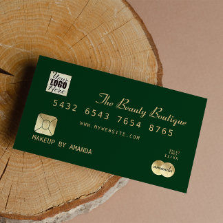 Elegantes Forest Green Gold Luxury Credit Card Log Visitenkarte