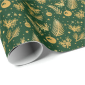 Elegantes Forest Green und Gold Weihnachtswrapping Geschenkpapier (Rolleneckpunkt)