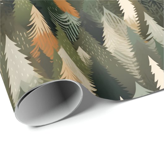 Elegantes Forest Pine Tree Muster Geschenkpapier (Rolleneckpunkt)