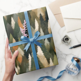 Elegantes Forest Pine Tree Muster Geschenkpapier