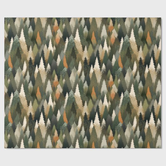 Elegantes Forest Pine Tree Muster Geschenkpapier (Flach)