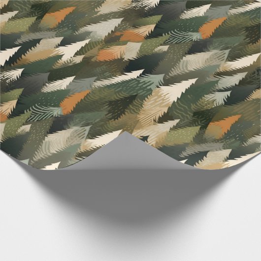 Elegantes Forest Pine Tree Muster Geschenkpapier (Ecke)