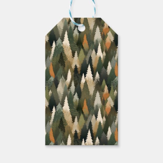 Elegantes Forest Pine Tree Muster | Rustikaler Wal Geschenkanhänger (Vorderseite)