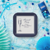 Elegantes formales dunkles Bleu Weiß Abschiedsgebi Pappteller (Party)
