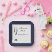 Elegantes formales dunkles Bleu Weiß Abschiedsgebi Pappteller (Party)