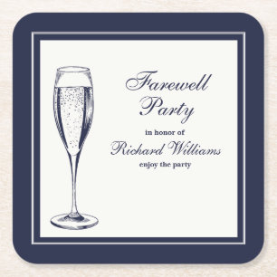 Elegantes formales dunkles Bleu Weiß Abschiedsgebi Rechteckiger Pappuntersetzer