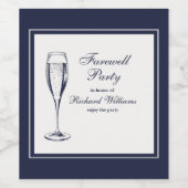 Elegantes formales dunkles Bleu Weiß Abschiedsgebi Weinetikett (Einzelnes Label)