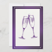 Elegantes formales, dunkles, Lila Weiß Abschiedsfe Einladung (Rückseite)