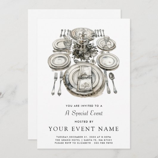 Elegantes formales Ereignis Einladung (Vorne/Hinten)