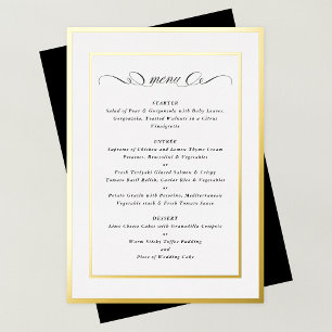 Elegantes formales Hochzeitsmenü für Goldrahmen Folieneinladung