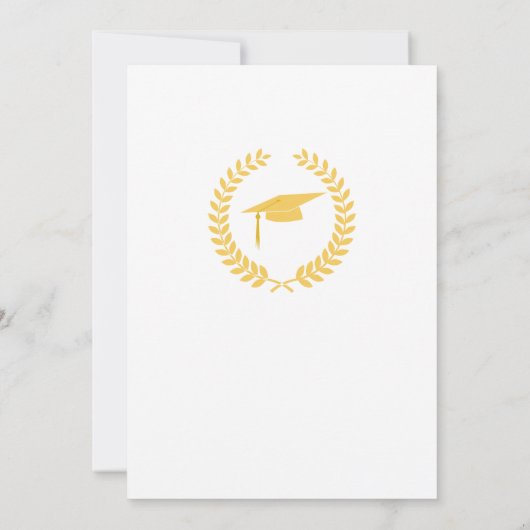 Elegantes formales Laurel Wreath Gold Cap Party Einladung (Rückseite)