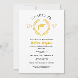 Elegantes formales Laurel Wreath Gold Cap Party Einladung