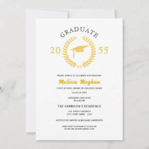 Elegantes formales Laurel Wreath Gold Cap Party Einladung