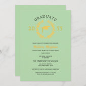 Elegantes formales Laurel Wreath Gold Cap Party Einladung (Vorne/Hinten)