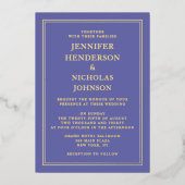 Elegantes formales Lila HochzeitGold Folieneinladung (Vorderseite)