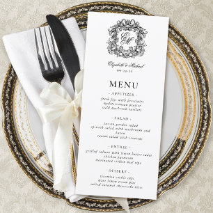 Elegantes formales Monogramm-Wappen Hochzeit Menükarte