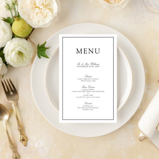 Elegantes formales Schwarz-Weiß-Skript-Hochzeitmen