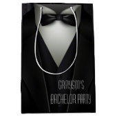 Elegantes formales Tuxedo-Junggeselle-Party Mittlere Geschenktüte (Vorderseite)