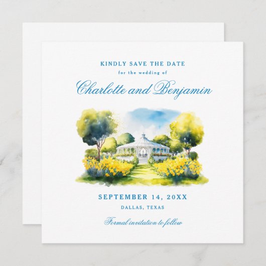 Elegantes formales Wedding Blue Monogram Wappen Cu Save The Date (Vorne/Hinten)