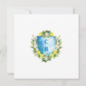 Elegantes formales Wedding Blue Monogram Wappen Cu Save The Date (Rückseite)
