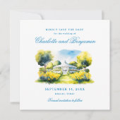 Elegantes formales Wedding Blue Monogram Wappen Cu Save The Date (Vorderseite)