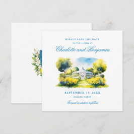 Elegantes formales Wedding Blue Monogram Wappen Cu Save The Date