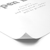 Elegantes formelles minimales Hochzeits-Open-Bar-S Poster (Ecke)