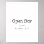 Elegantes formelles minimales Hochzeits-Open-Bar-S Poster (Vorne)