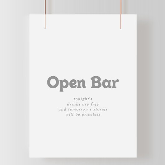 Elegantes formelles minimales Hochzeits-Open-Bar-S Poster