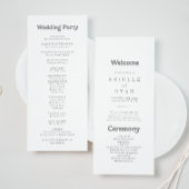 Elegantes formelles minimales Hochzeitsprogramm Programm