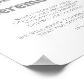 Elegantes formelles minimales unplugged Zeremonien Poster (Ecke)