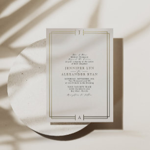 Elegantes formelles Monogramm Hochzeit Gold Folieneinladung