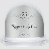 Elegantes Foto 25. Hochzeitstag Schneekugeln (Rückseite)