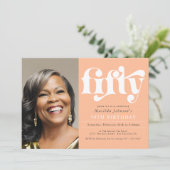 Elegantes Foto 50. Geburtstag Einladung (Stehend Vorderseite)