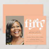 Elegantes Foto 50. Geburtstag Einladung (Vorne/Hinten)