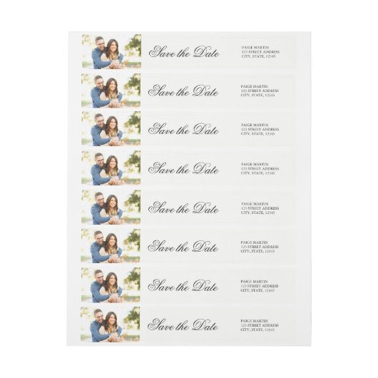 Elegantes Foto-Adresslabel Save the Date (Bogen)