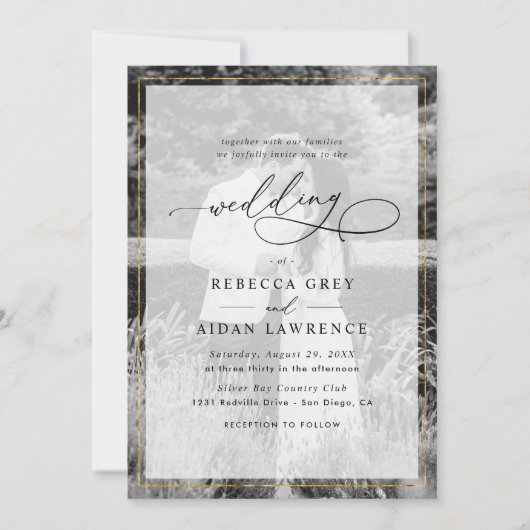 Elegantes Foto an der weißen und schwarzen Grenze Einladung (Vorderseite)